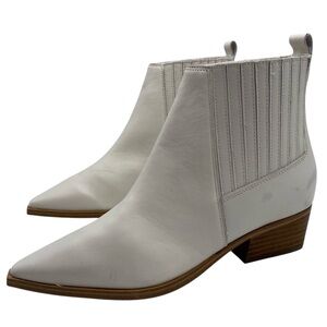 Marc Fisher Womens Shoes Yarita Boots Sz 6 White Leather Ankle Point Toe Sleek